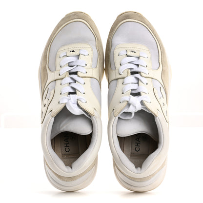 Chanel Suede Calfskin Fabric CC Sneakers 36.5 White 2 of 17