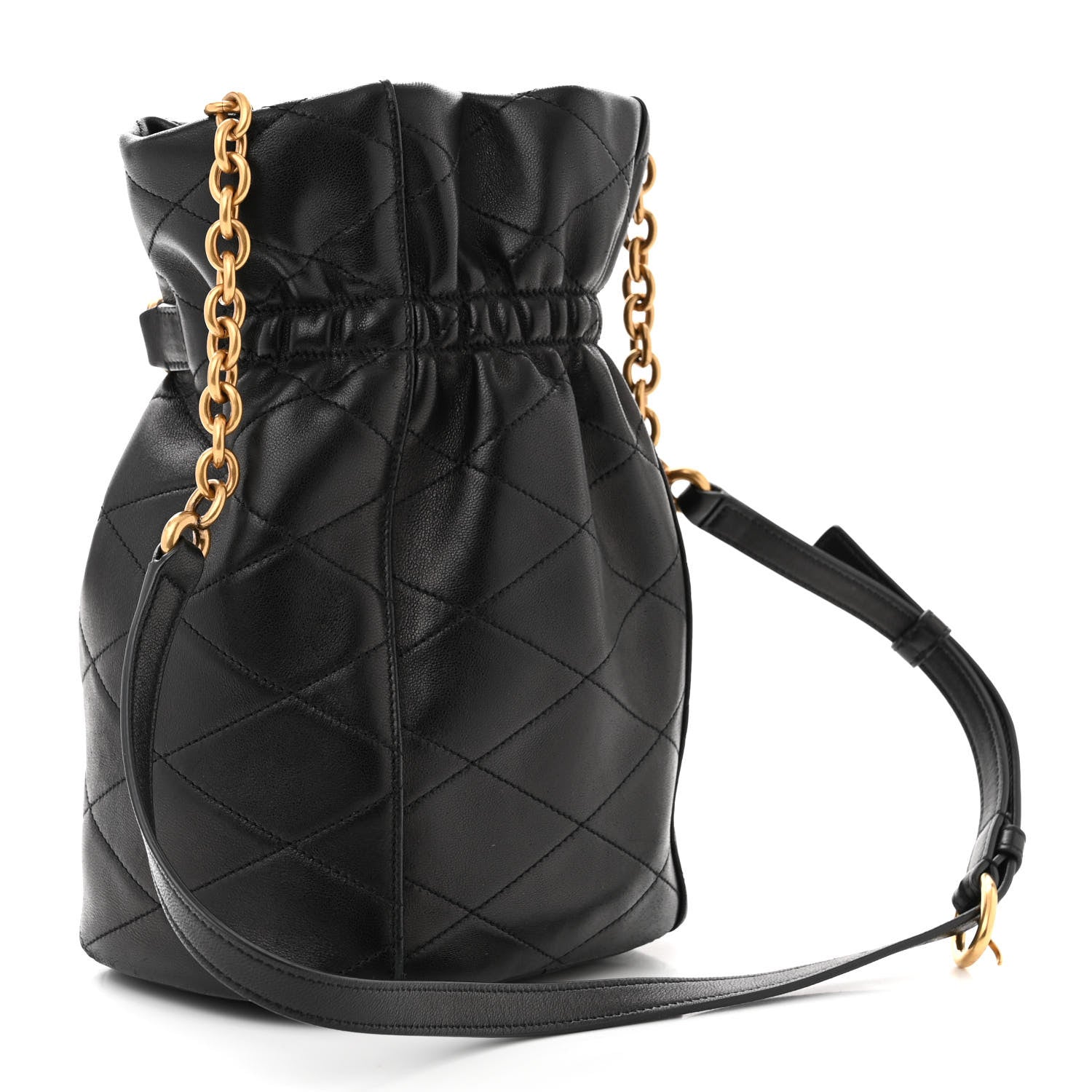Saint Laurent SAINT LAURENT Lambskin Quilted Le Maillon Bucket Bag Black 3 of 9