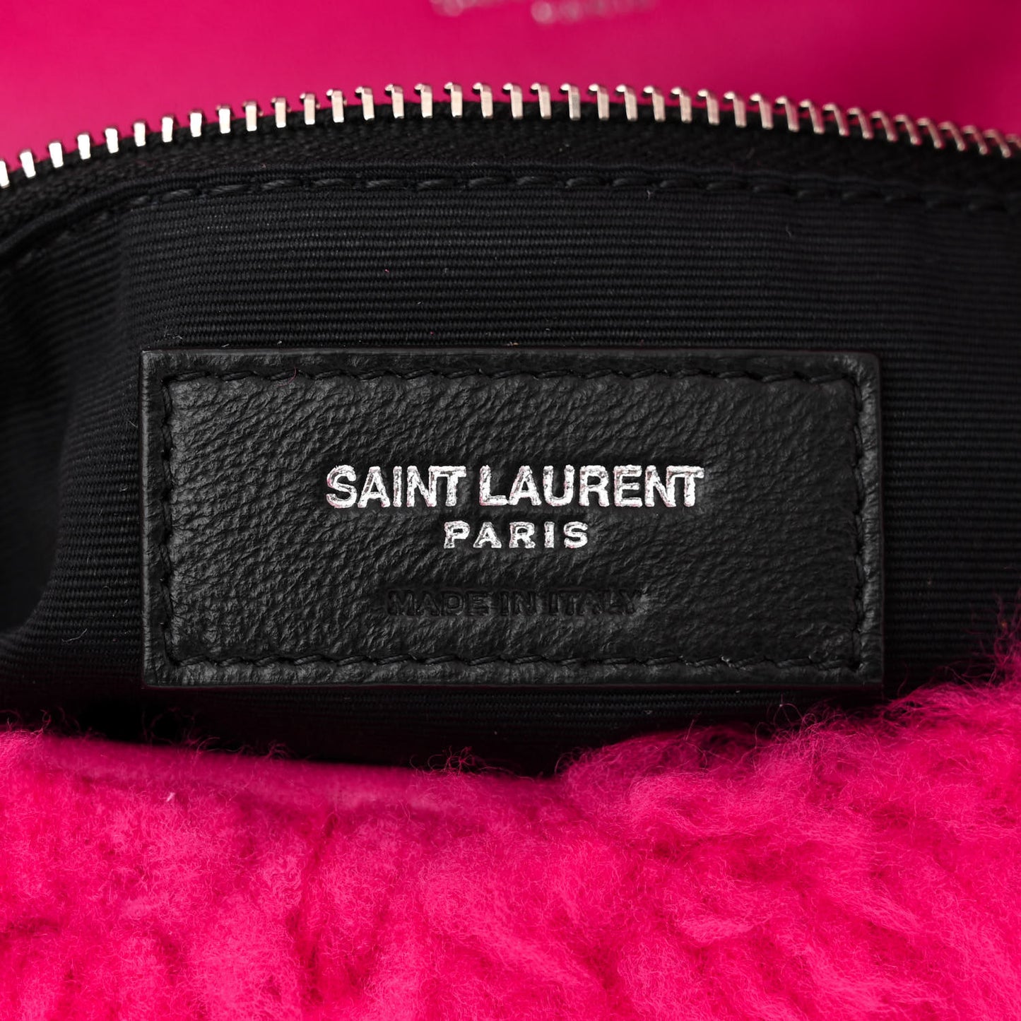 Merino Shearling Lambskin Quilted Small Loulou Puffer Monogram Chain Satchel Fuchsia