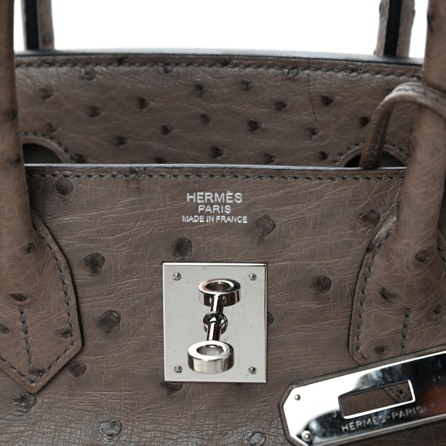 Ostrich Birkin 30 Gris Tourterelle