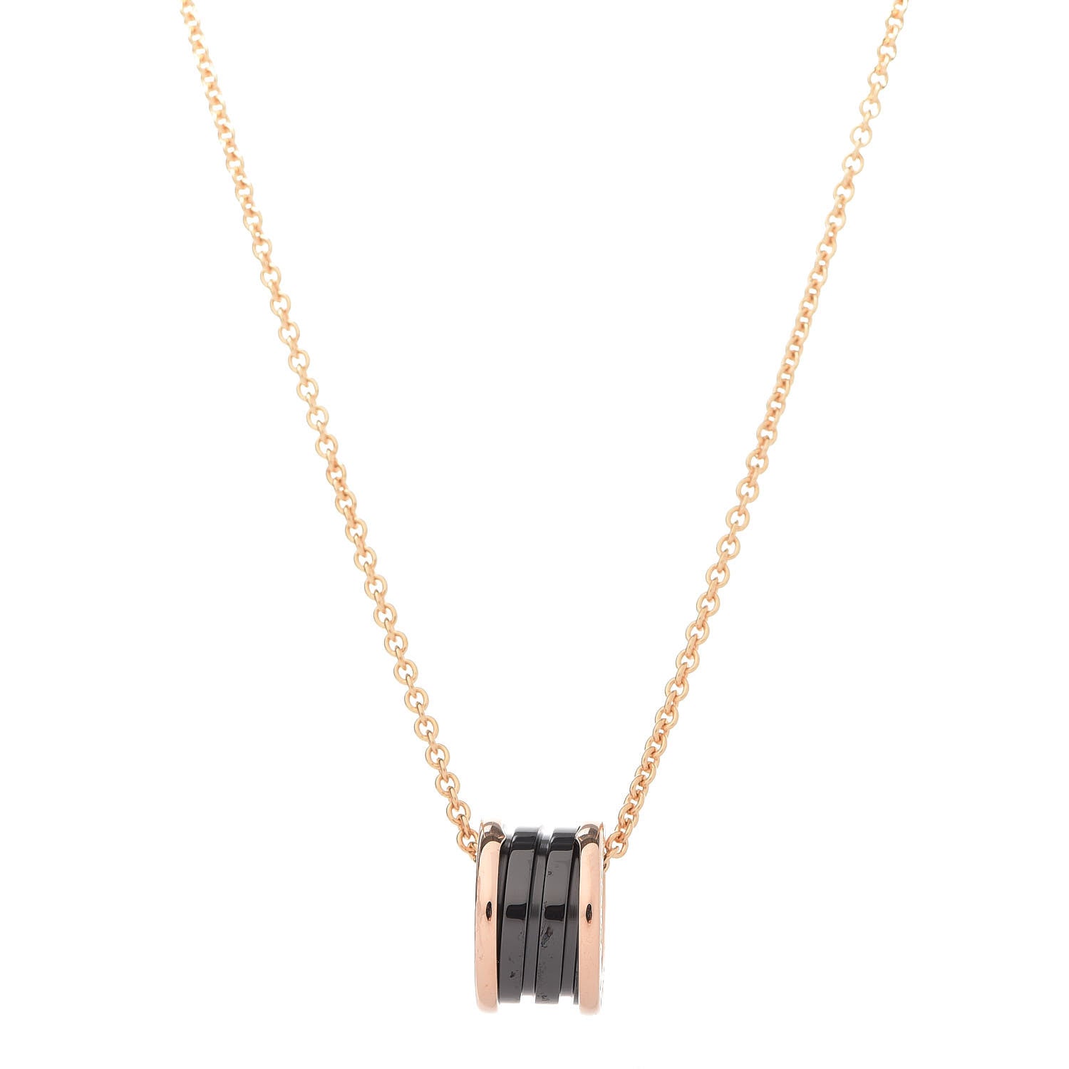 Bulgari 18K Rose Gold Black Ceramic B.Zero1 Pendant Necklace 1 of 6