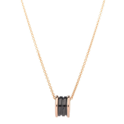 Bulgari 18K Rose Gold Black Ceramic B.Zero1 Pendant Necklace 1 of 6
