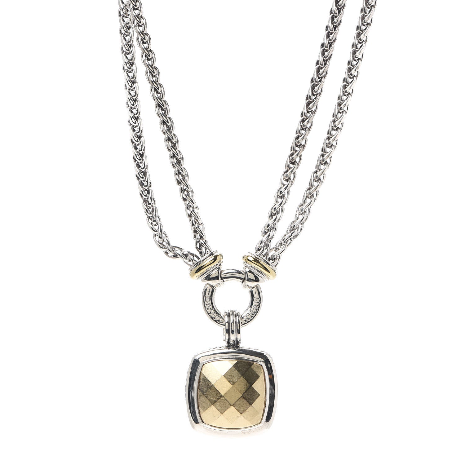 David Yurman Sterling Silver 18K Yellow Gold 14mm Albion Double Wheat Chain Pendant Necklace 1 of 5
