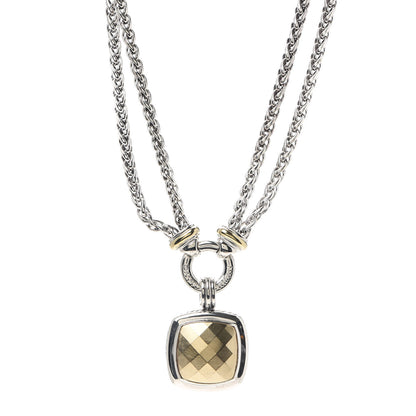 David Yurman Sterling Silver 18K Yellow Gold 14mm Albion Double Wheat Chain Pendant Necklace 1 of 5