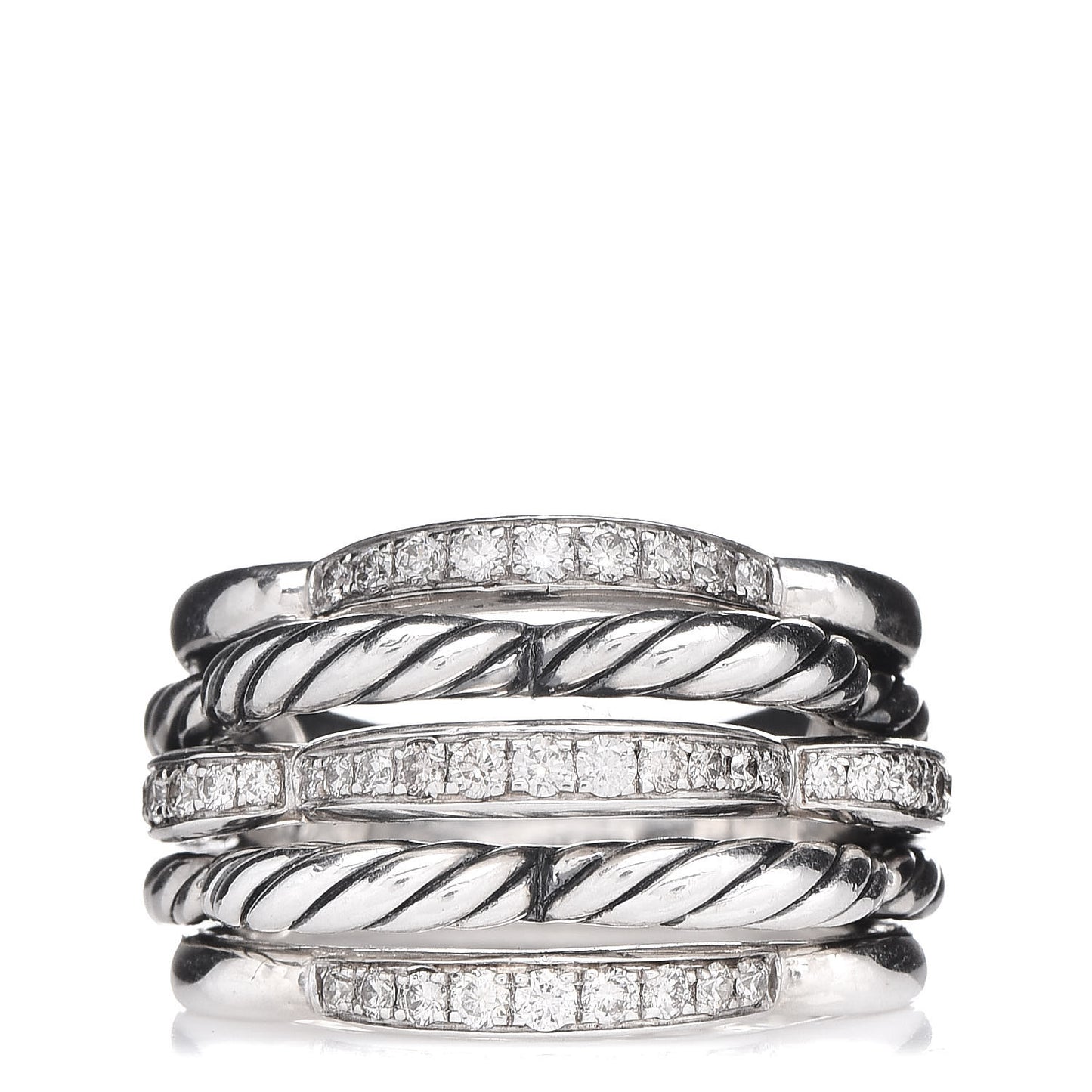 Sterling Silver Diamond 15mm Tides Dome Ring 52 6