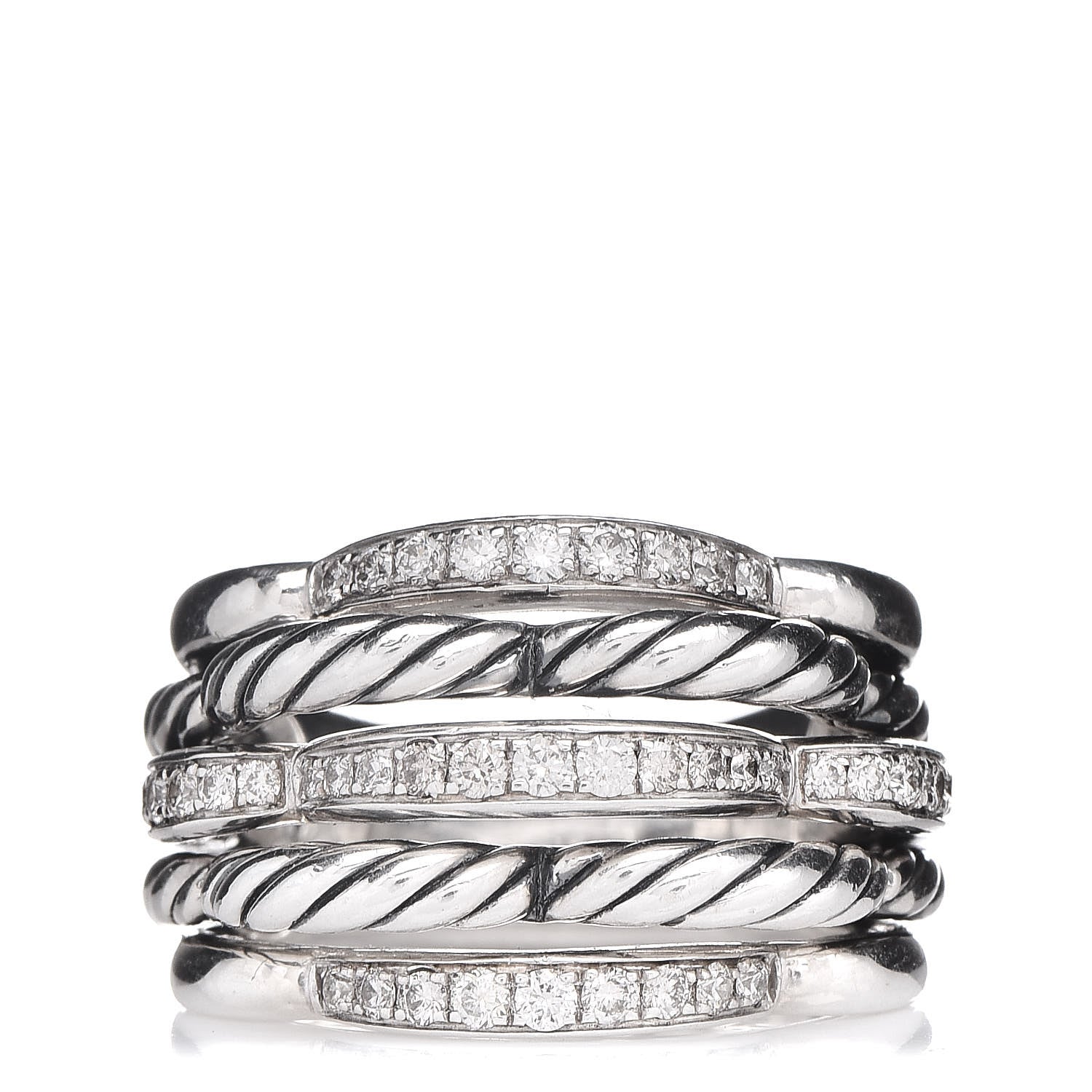 David Yurman Sterling Silver Diamond 15mm Tides Dome Ring 52 6 1 of 5
