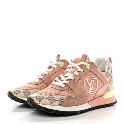 Louis Vuitton Suede Damier Azur Run Away Sneakers 36.5 Pink 3 of 12