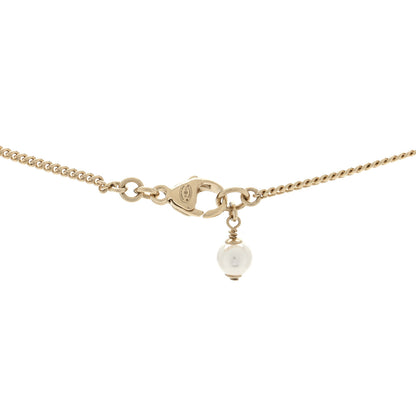 Chanel Crystal Pearl CC Heart Necklace Gold 4 of 5