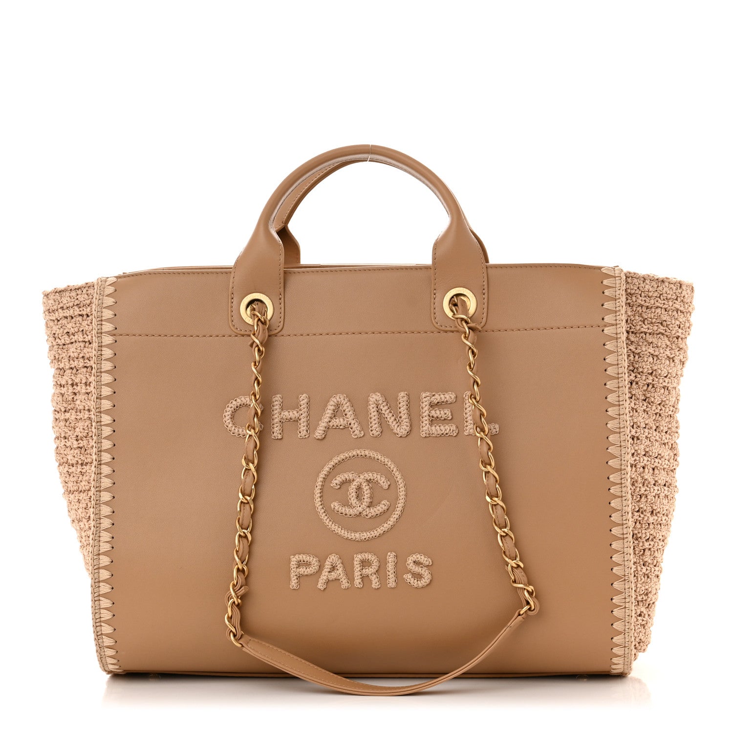 Chanel Calfskin Knit Medium Deauville Tote Beige 1 of 11