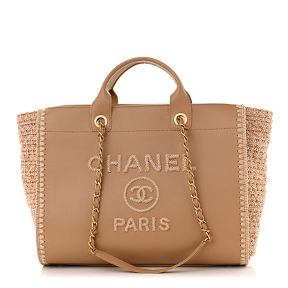 Chanel Calfskin Knit Medium Deauville Tote Beige 1 of 11