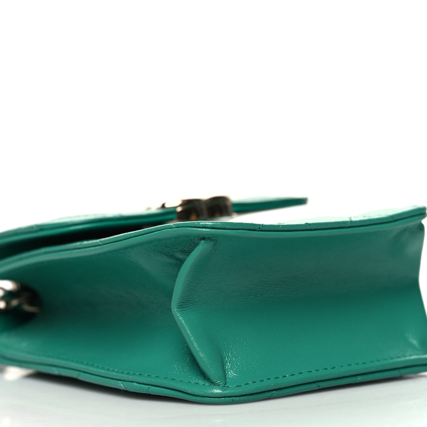 Calfskin Quilted Clutch With Chain Green
