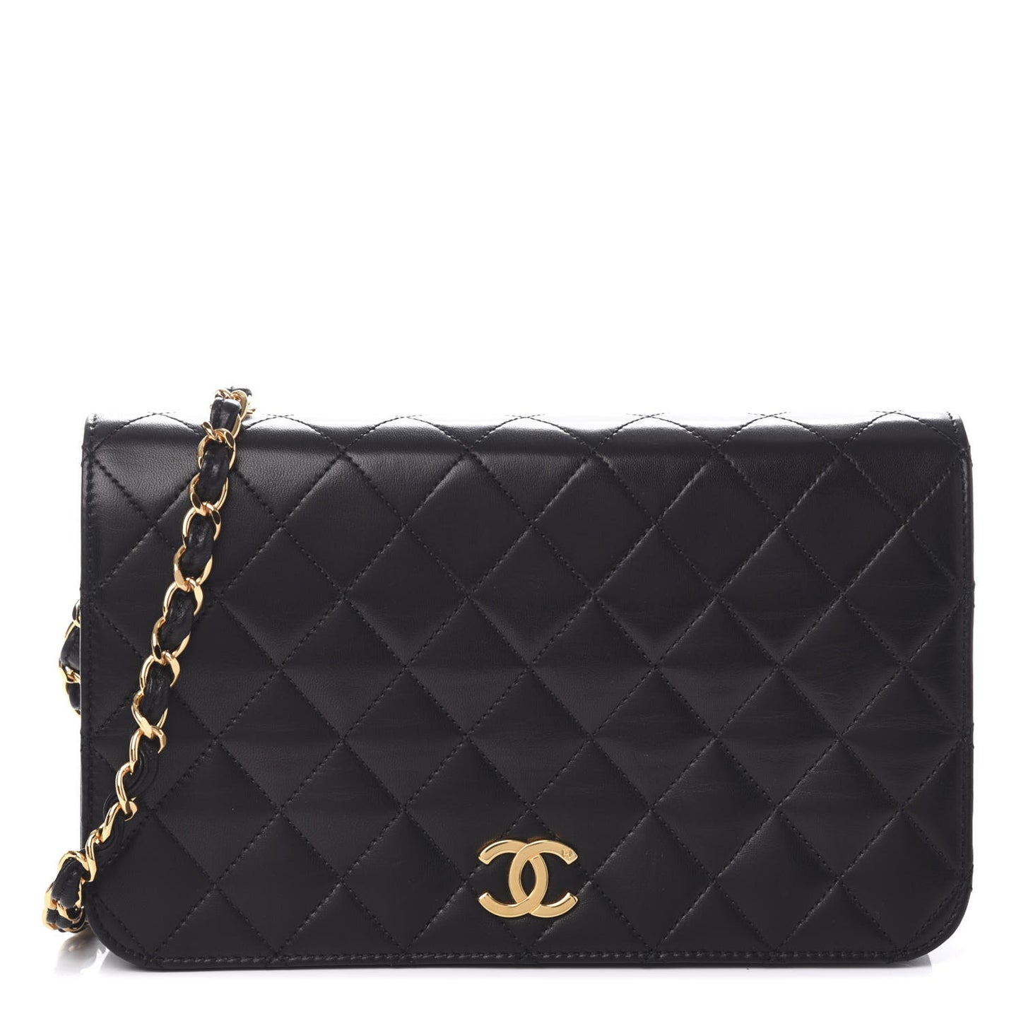 Lambskin Quilted Small Single Flap Black