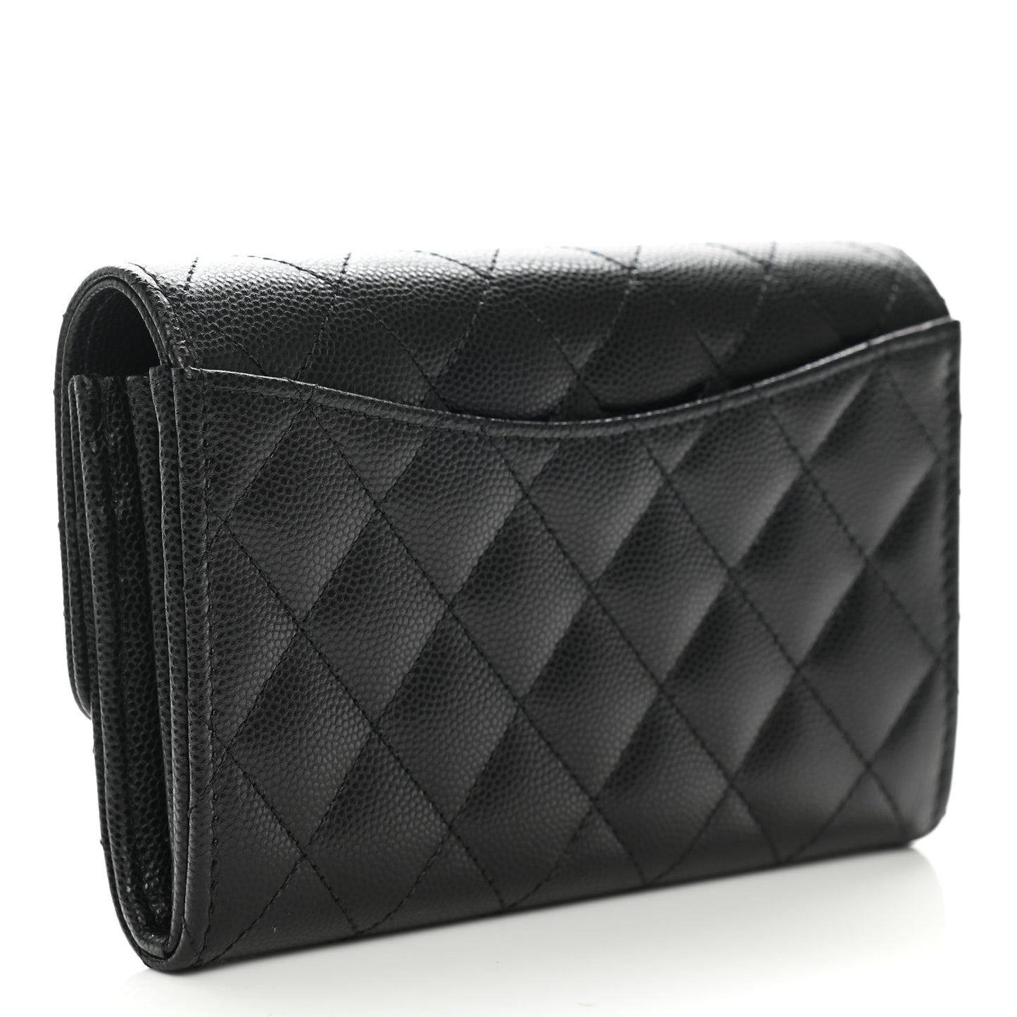 Caviar Quilted Medium Flap Wallet Black