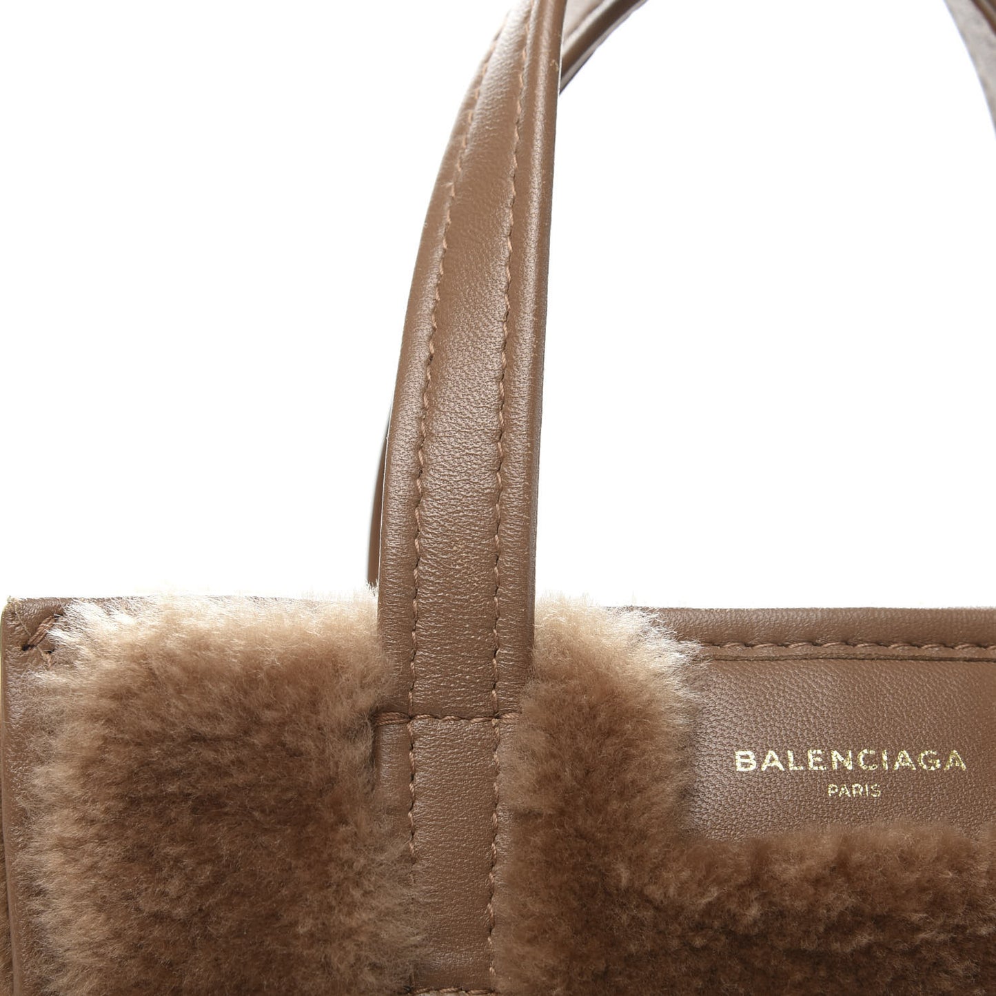 Shearling XS Bazar Shopper Tote Beige