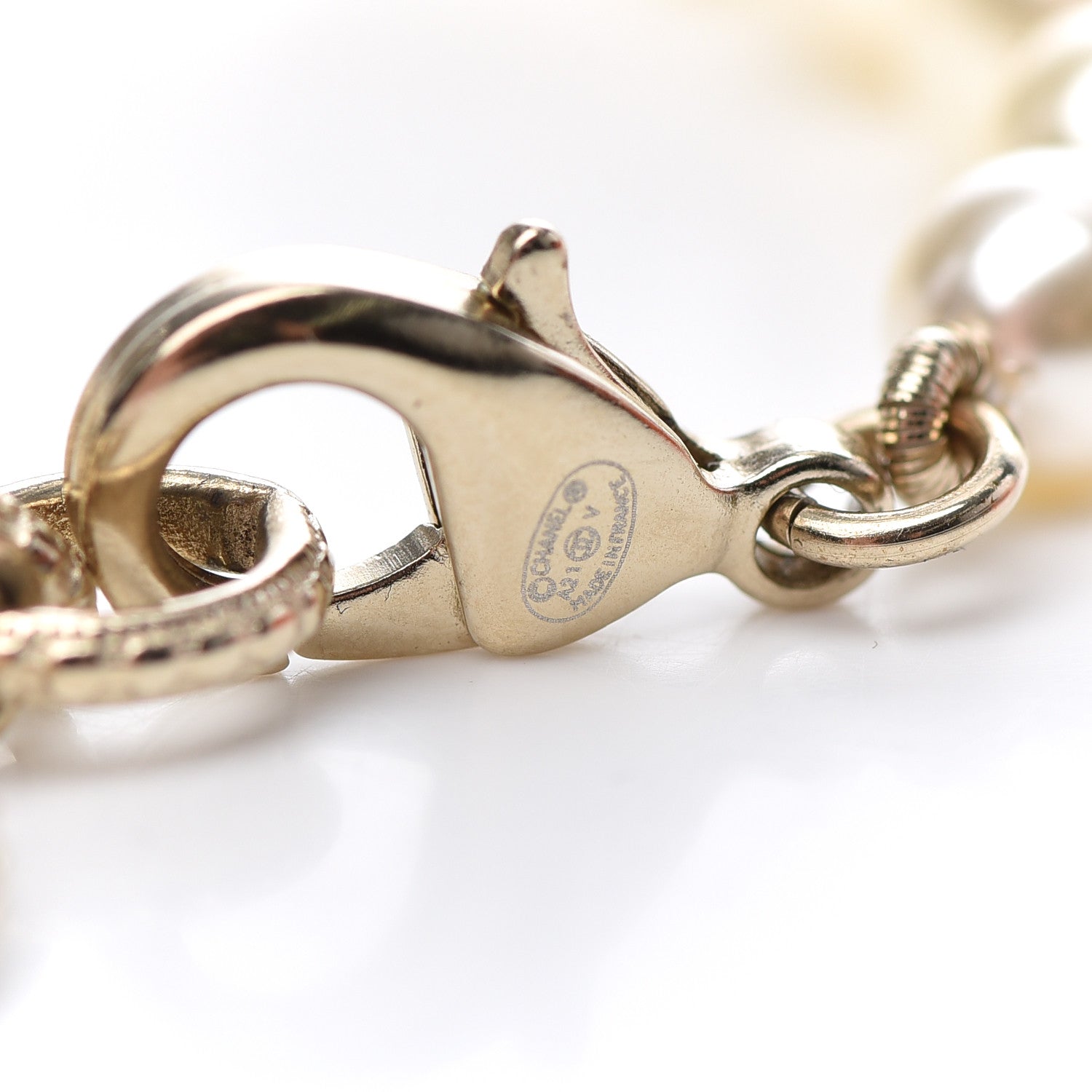 Chanel Graduated Pearl Crystal CC Bracelet Gold 4 of 5