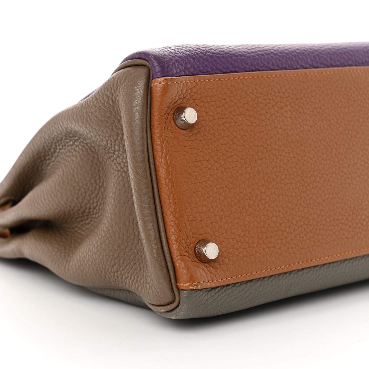 Taurillon Clemence Arlequin Kelly Retourne 32 Ultraviolet Etain Bleu Lin Bleu Orage Gold