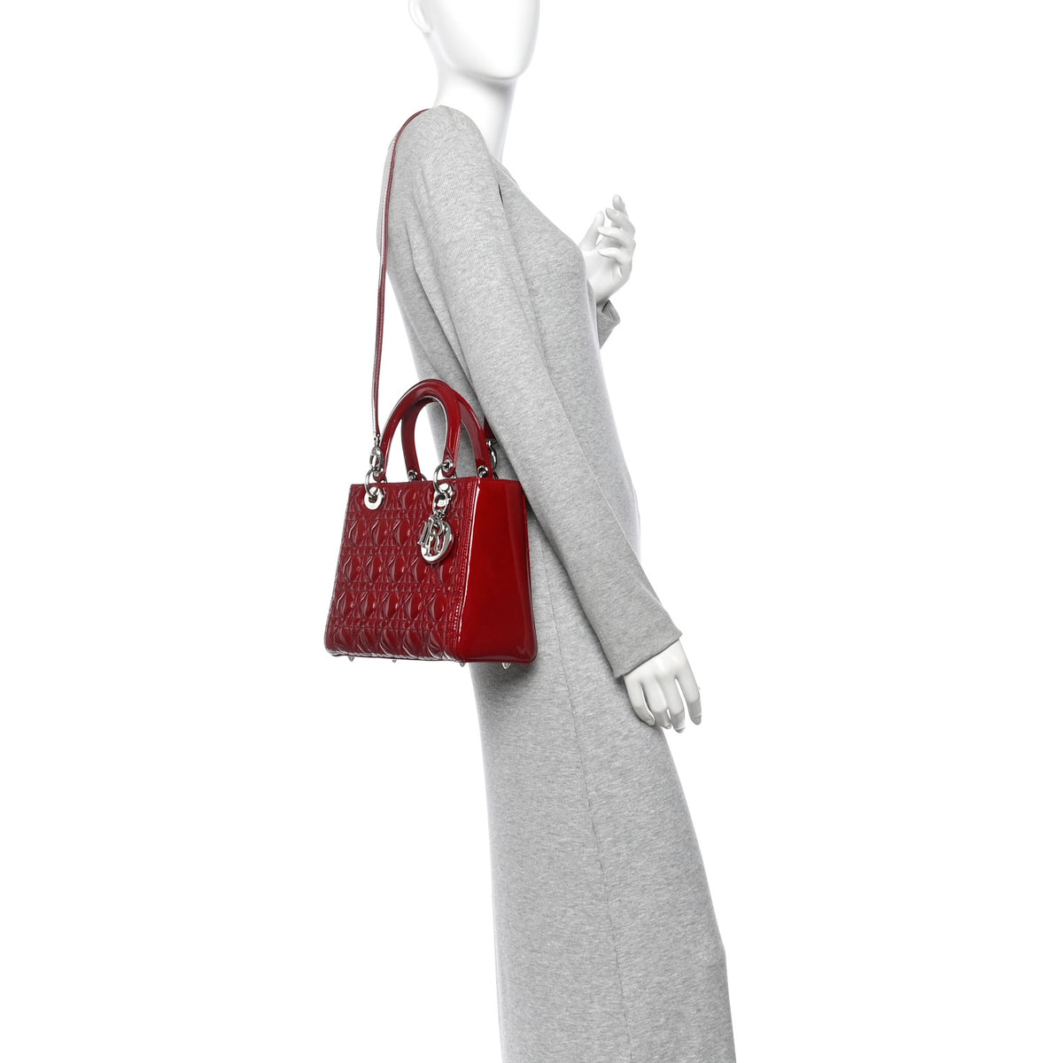 Christian Dior Patent Cannage Medium Lady Dior Red 2 of 10