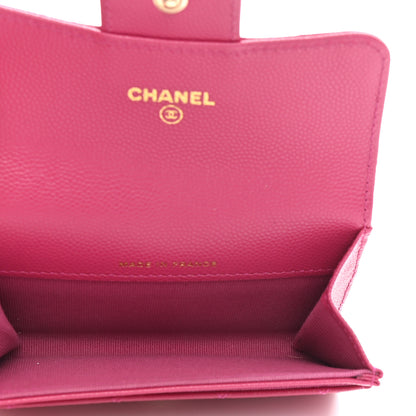 Chanel Caviar Quilted Flap Card Holder Wallet Fuchsia 5 of 9
