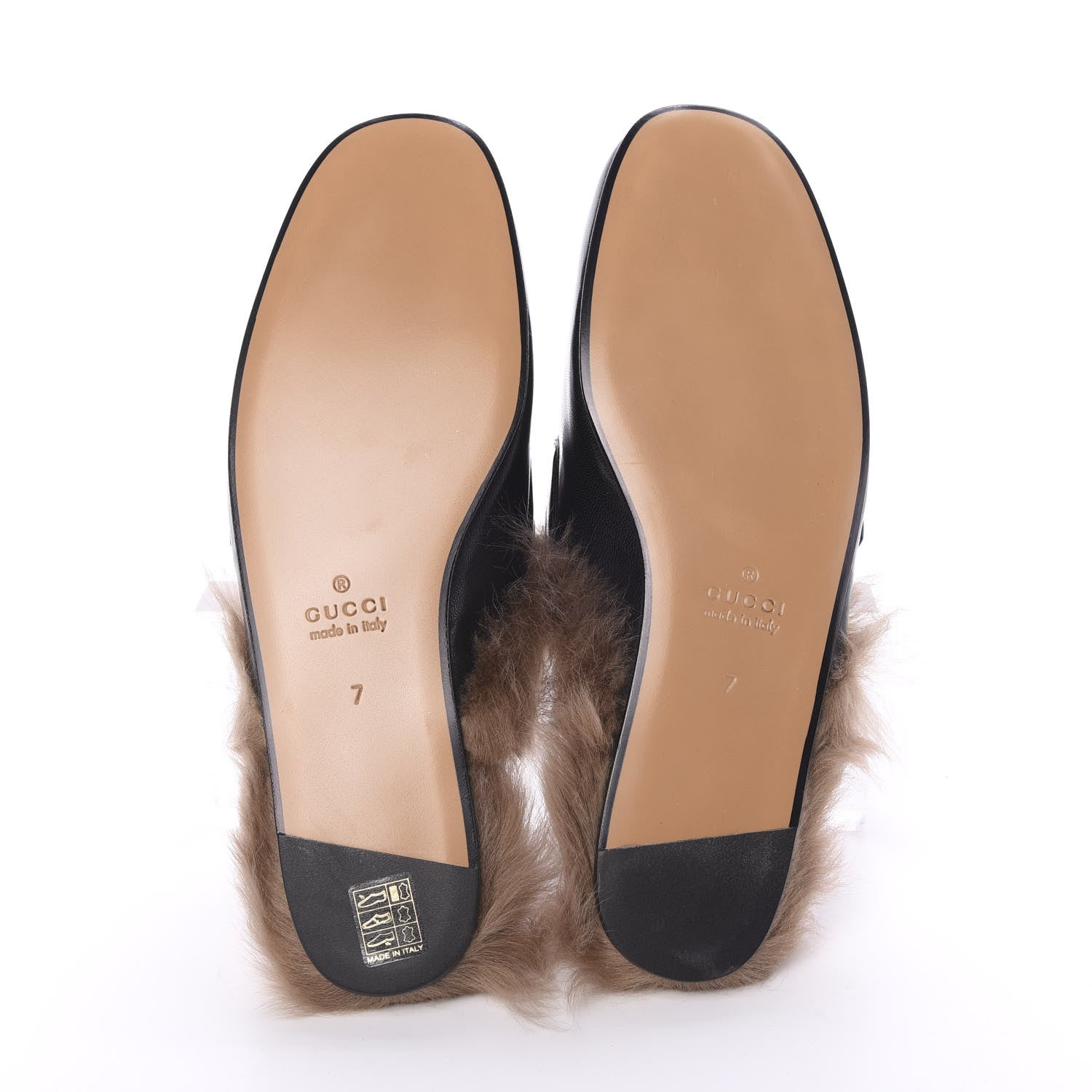Gucci Goatskin Fur Web GG Mens Princetown Slippers 7 Black 5 of 7