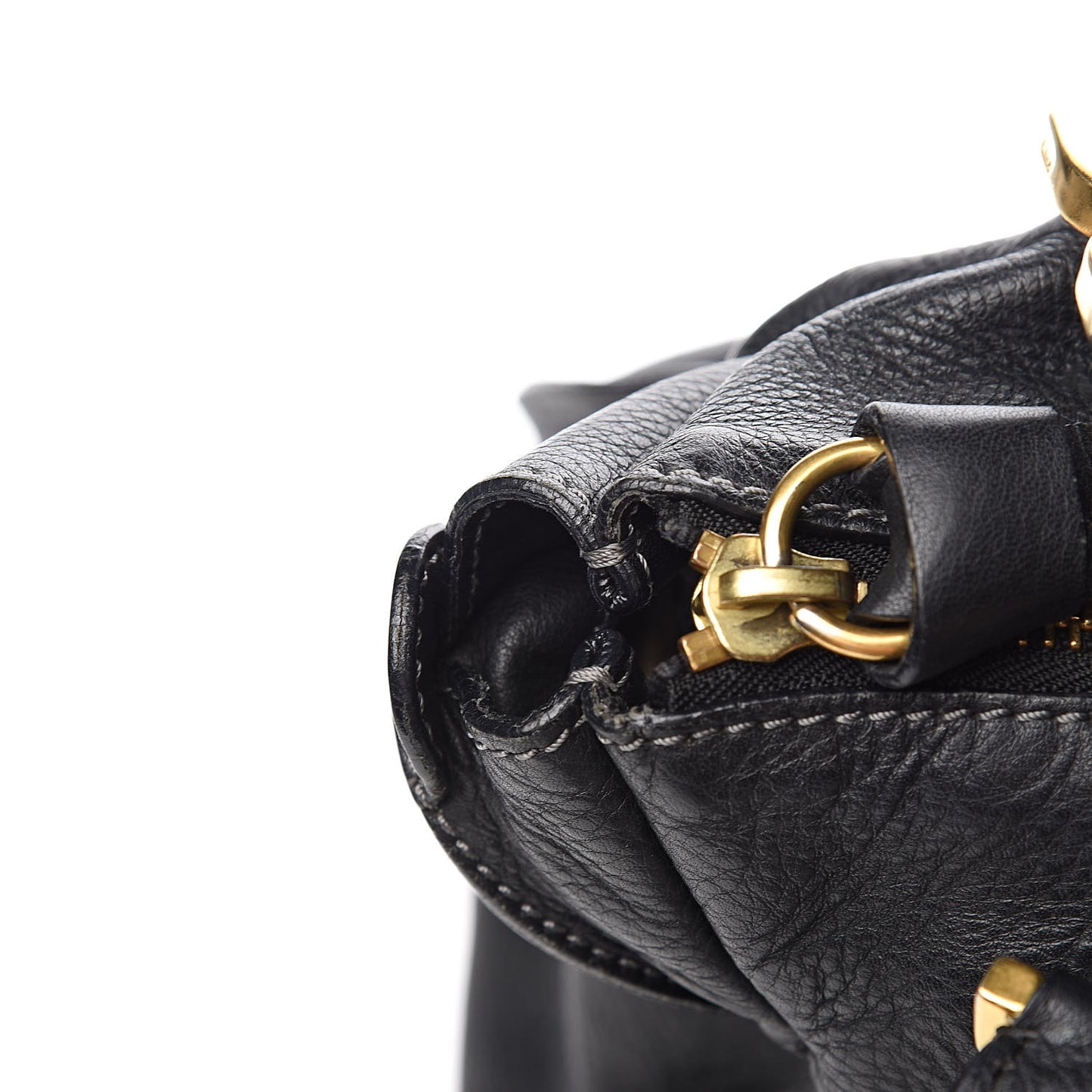 Calfskin Large Marcie Satchel Black