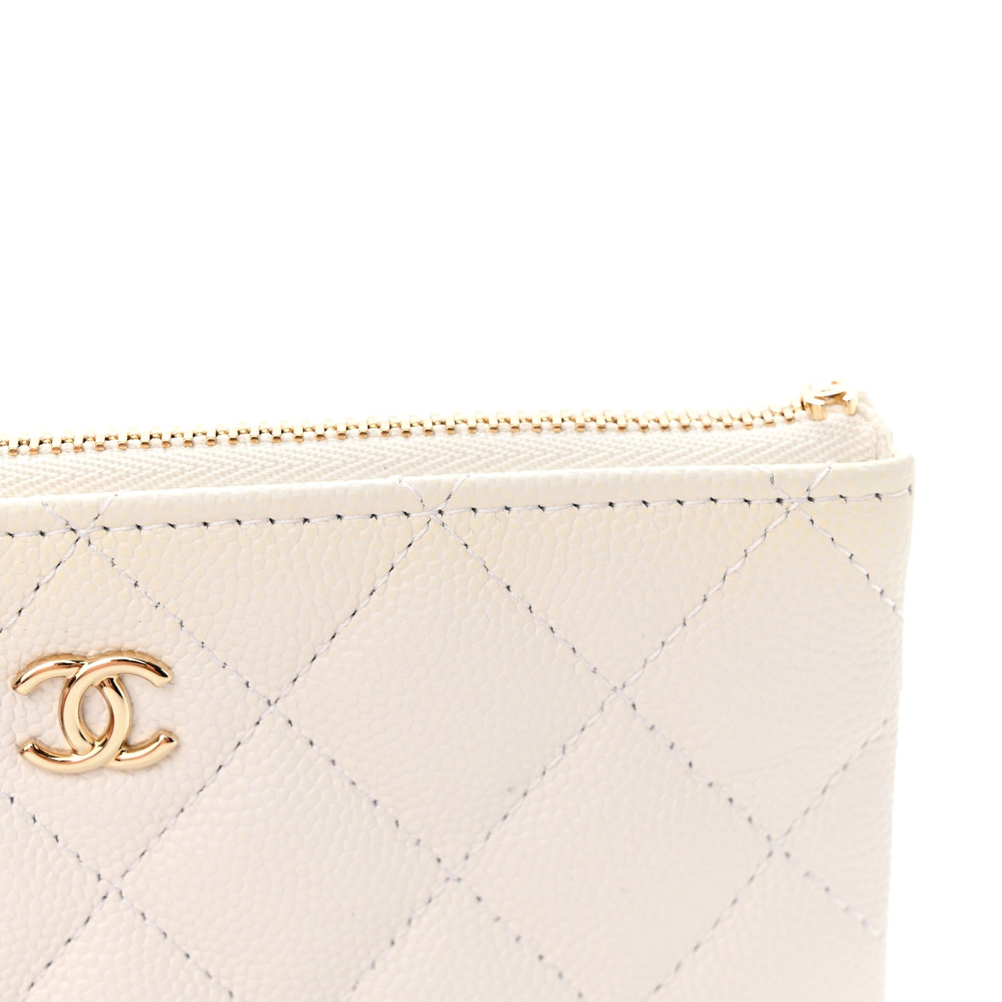 Caviar Quilted Small Cosmetic Case White