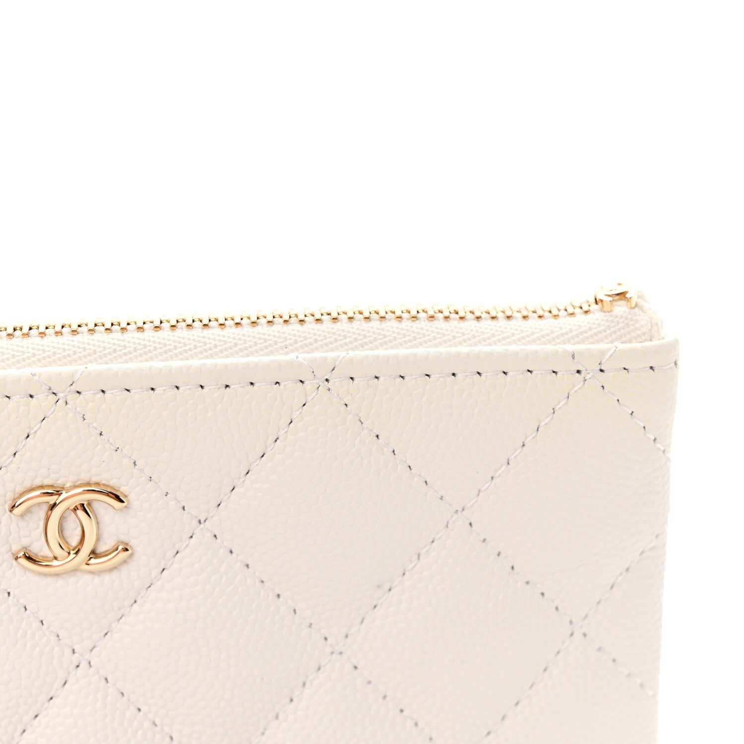 Chanel Caviar Quilted Small Cosmetic Case White 10 of 12