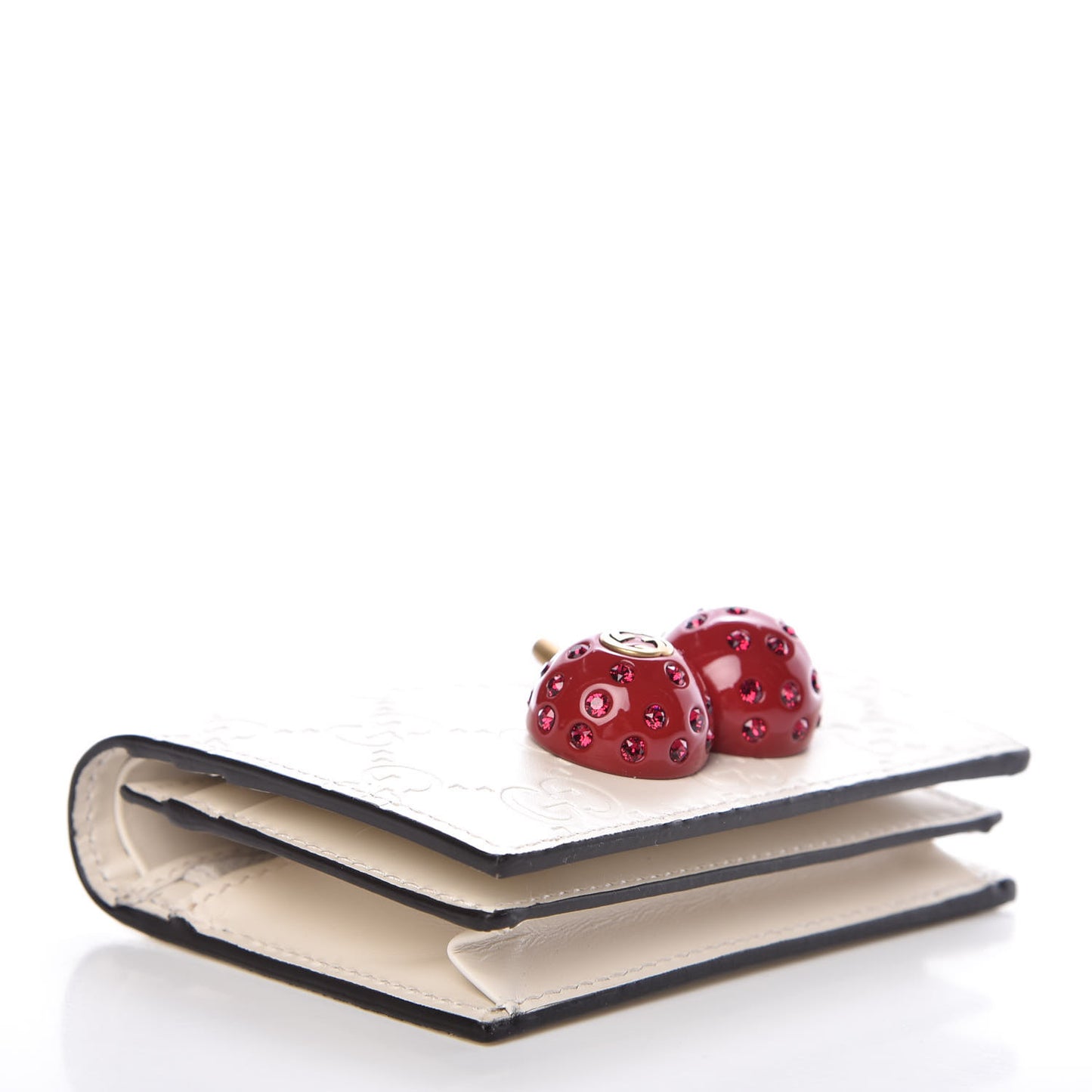 Guccissima Cherries Card Case Wallet White