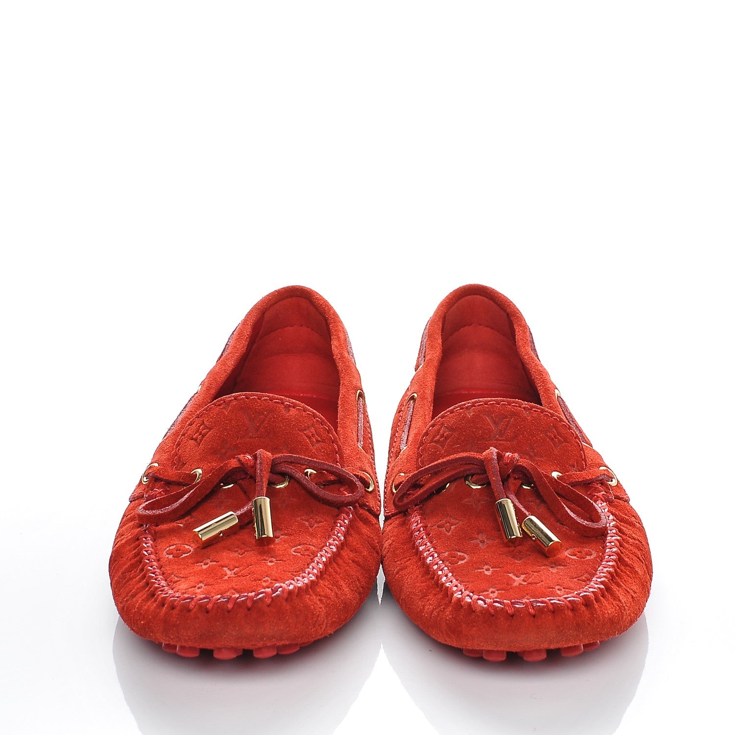 Louis Vuitton Suede Monogram Gloria Loafers 36 Rouge 2 of 6