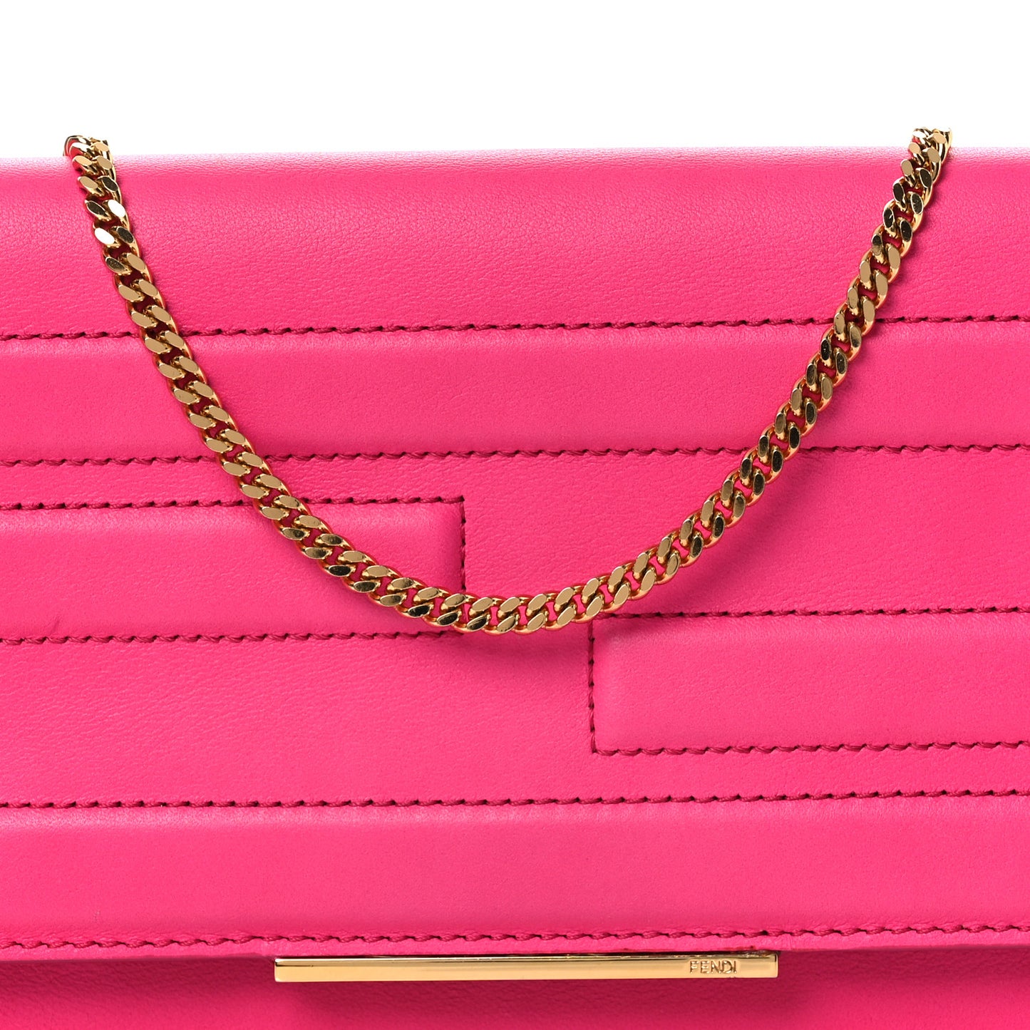 Vitello Flamingo Tube Wallet on Chain Fuchsia