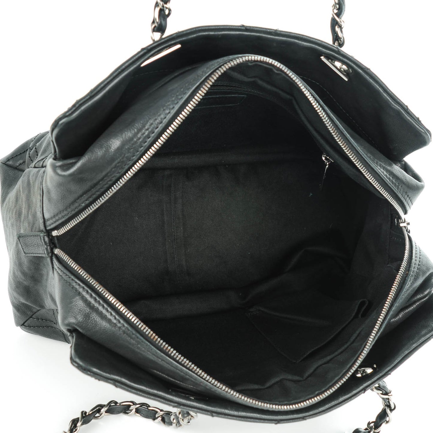Calfskin Large Diamond Stitch Tote Black
