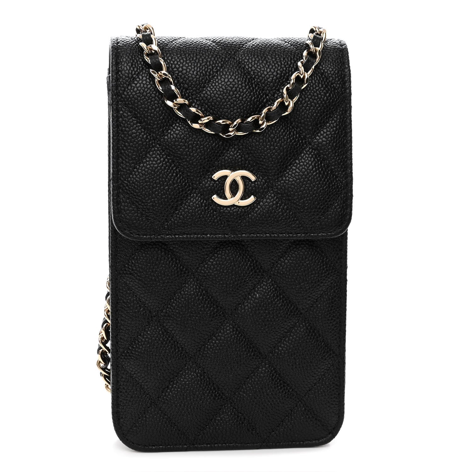 Chanel Caviar Quilted Bow Phone Holder Black 1 of 10