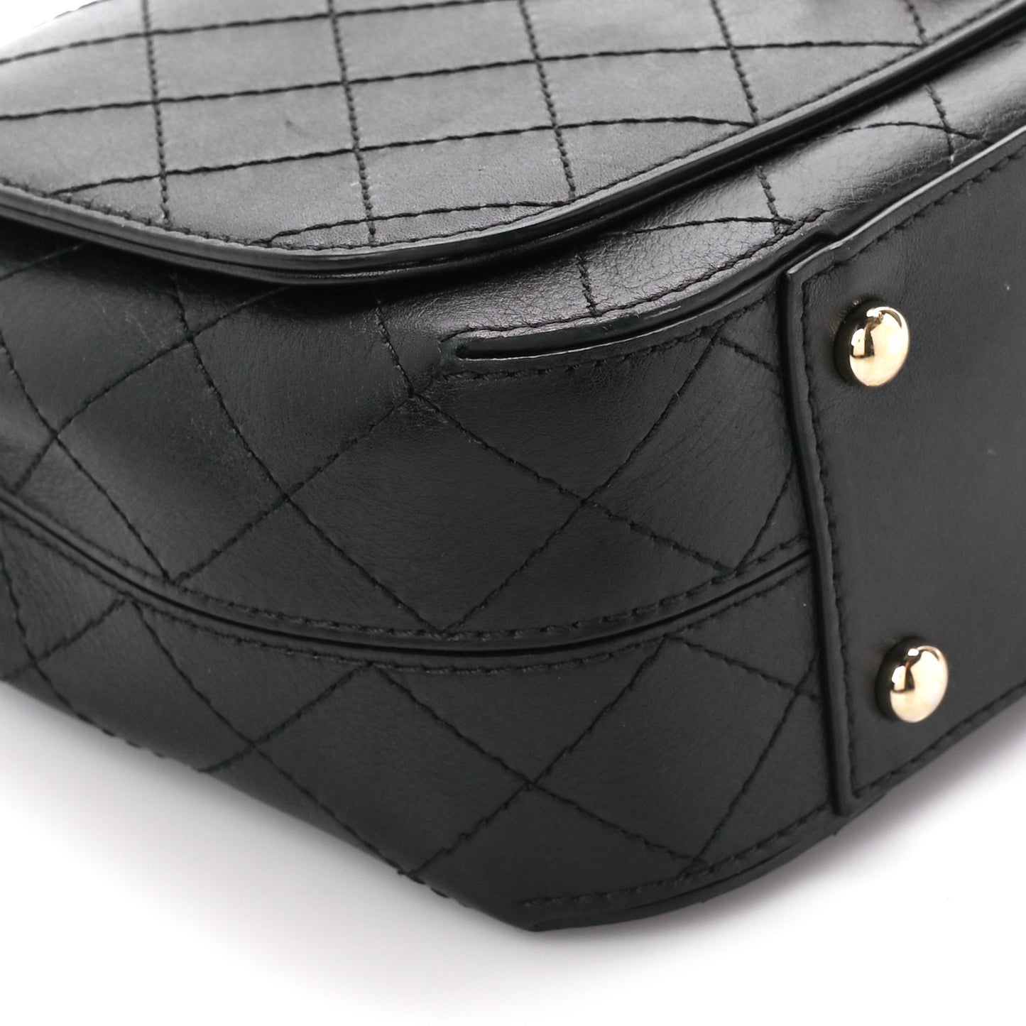 Calfskin Stitched Medium Covered CC Flap Bag Black