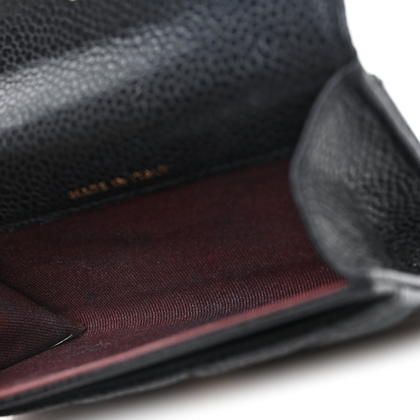 Caviar Quilted Flap Card Holder Wallet Black