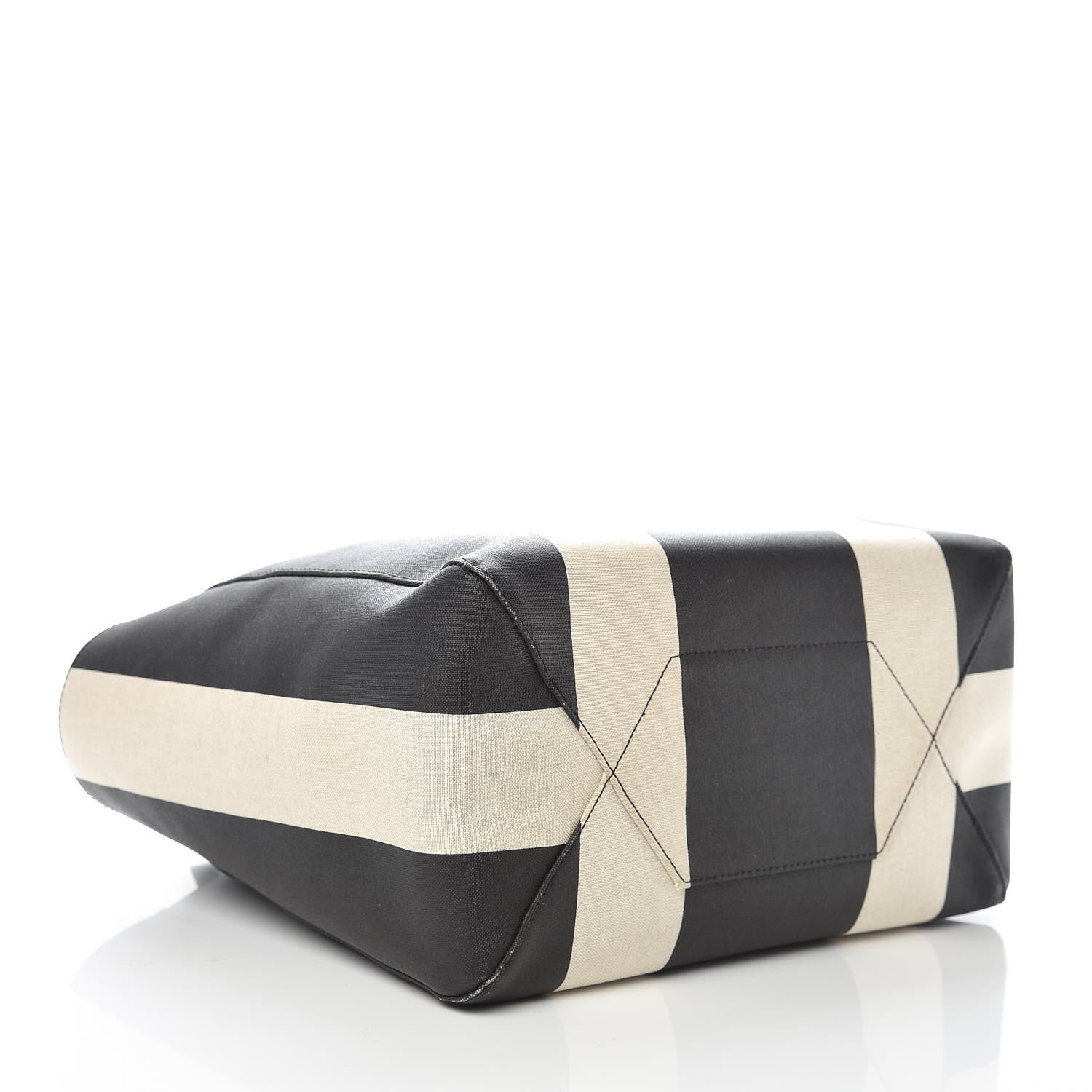 MCM Canvas Stripe Shopper Tote Black White 4 of 14