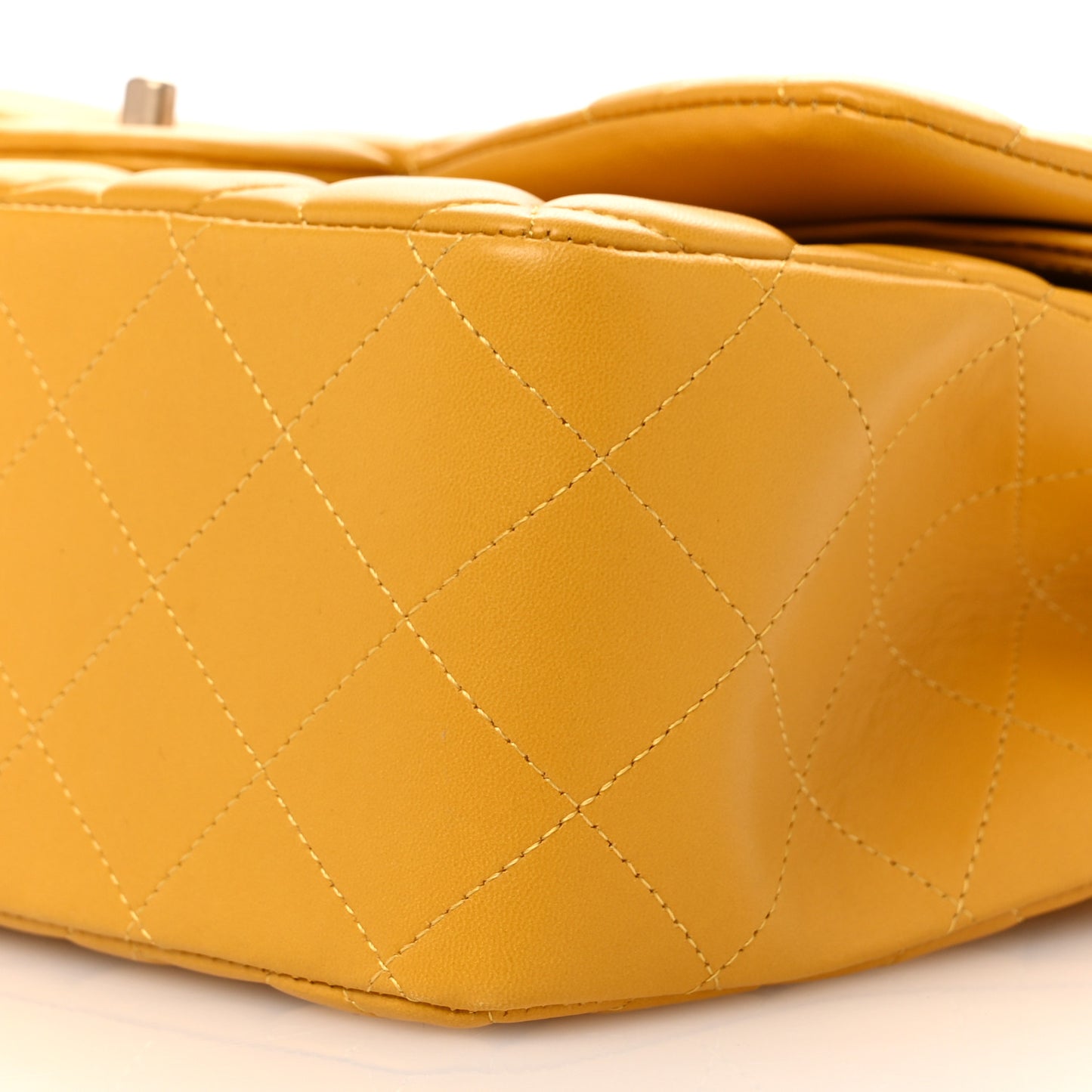 Lambskin Quilted Jumbo Double Flap Yellow