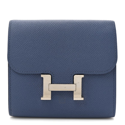 Hermes Epsom Verso Constance Short Wallet Bleu Brighton Rouge Pivoine 1 of 12