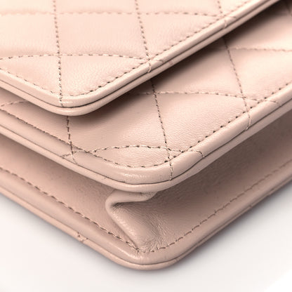 Chanel Lambskin Quilted Trendy CC Wallet On Chain WOC Light Beige 8 of 10