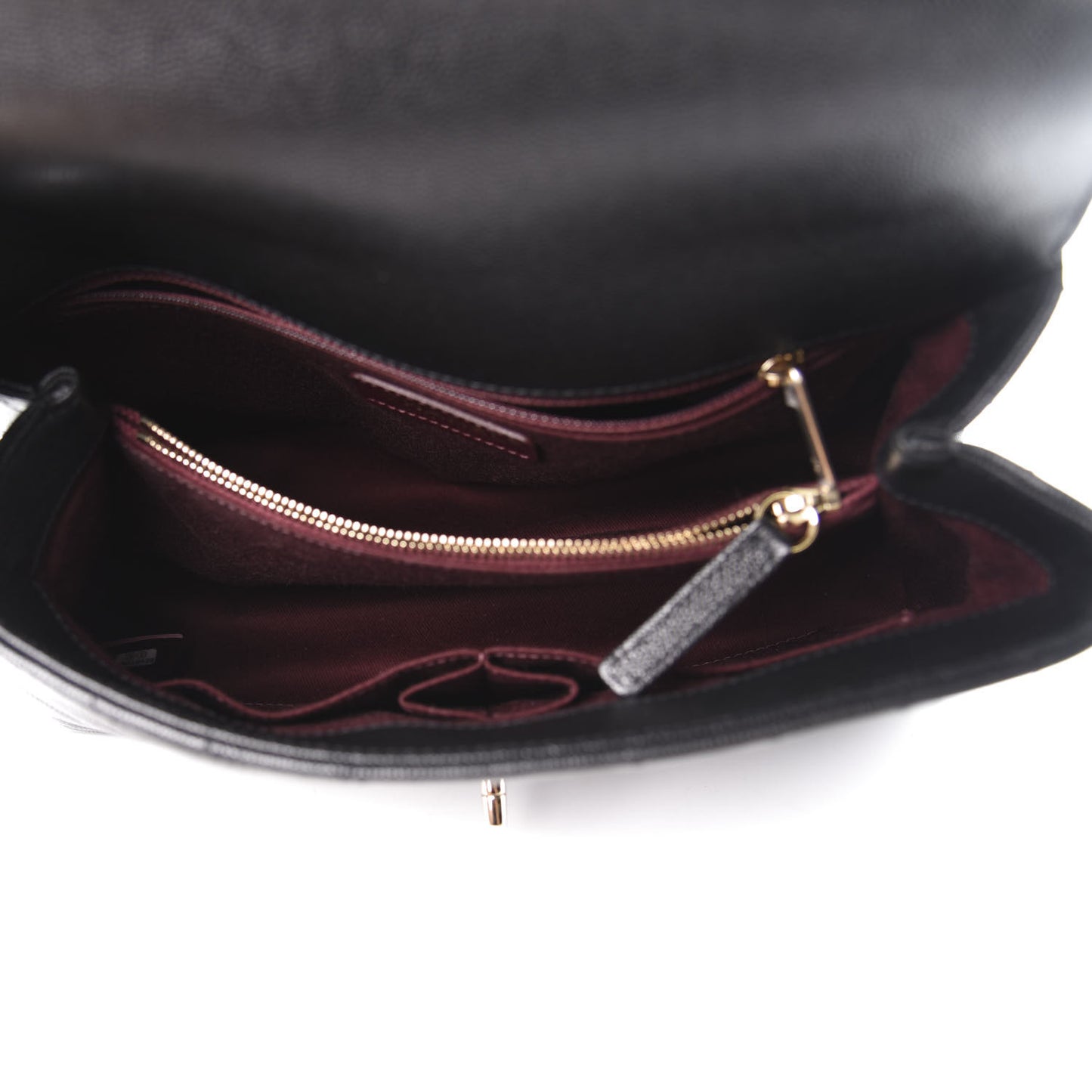 Caviar Chevron Quilted Small Coco Handle Flap Black