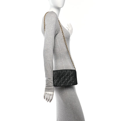 Louis Vuitton Lambskin Embossed Monogram Pochette Coussin Black 2 of 10