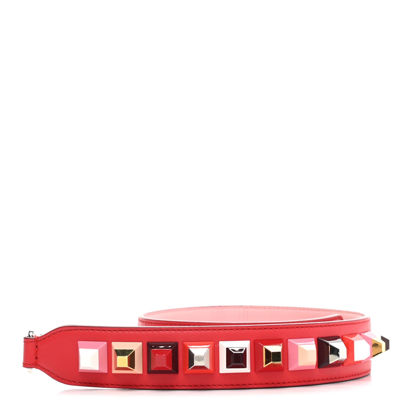 Calfskin Studded Strap You Red Multicolor