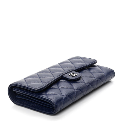 Chanel Caviar Quilted Large Gusset Flap Wallet Navy 3 of 5