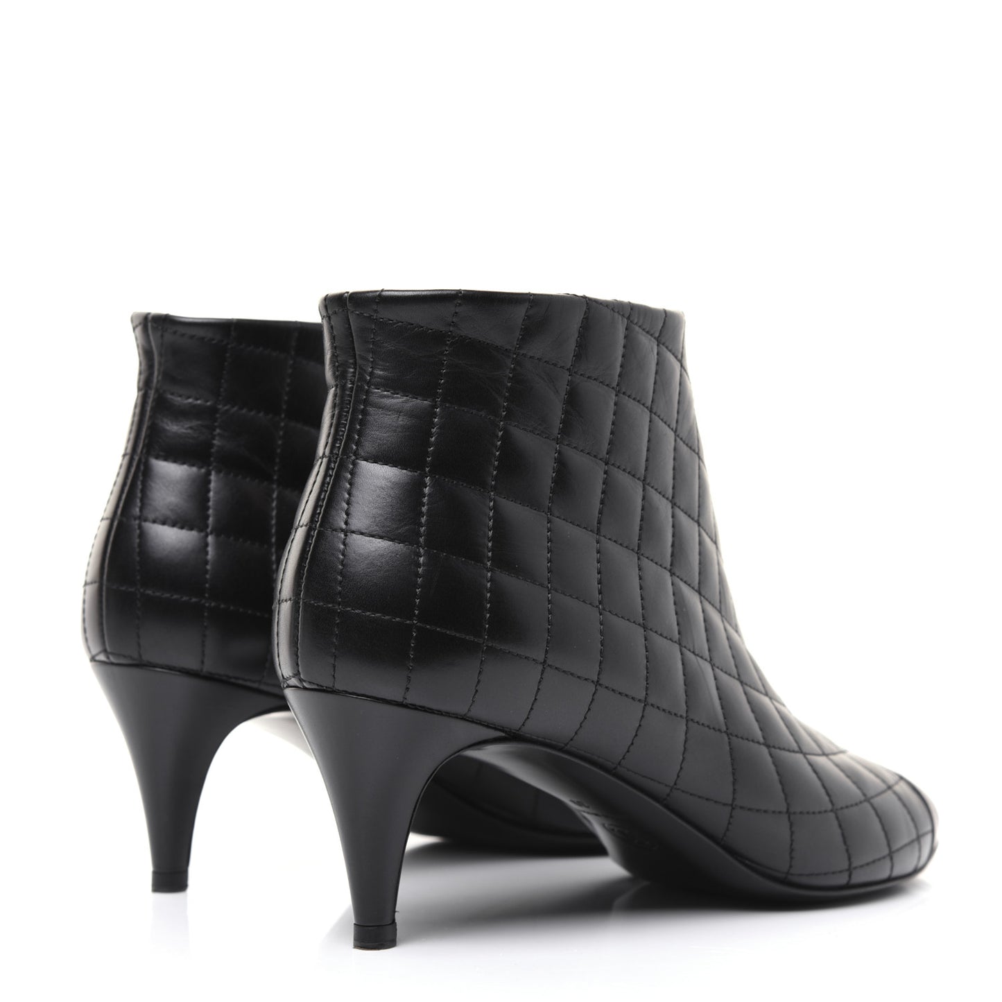 Calfskin Quilted Cap Toe Short Boots 39 Black