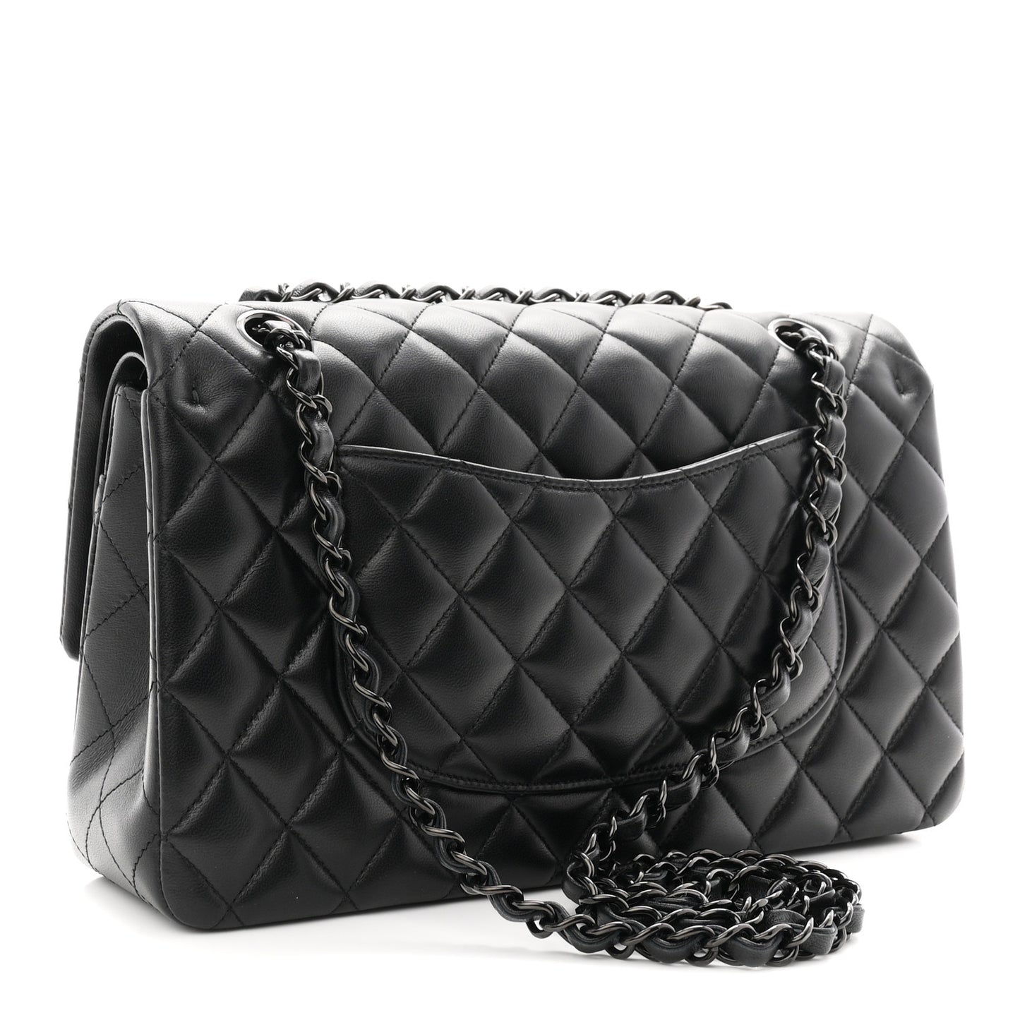 Lambskin Quilted Medium Double Flap So Black