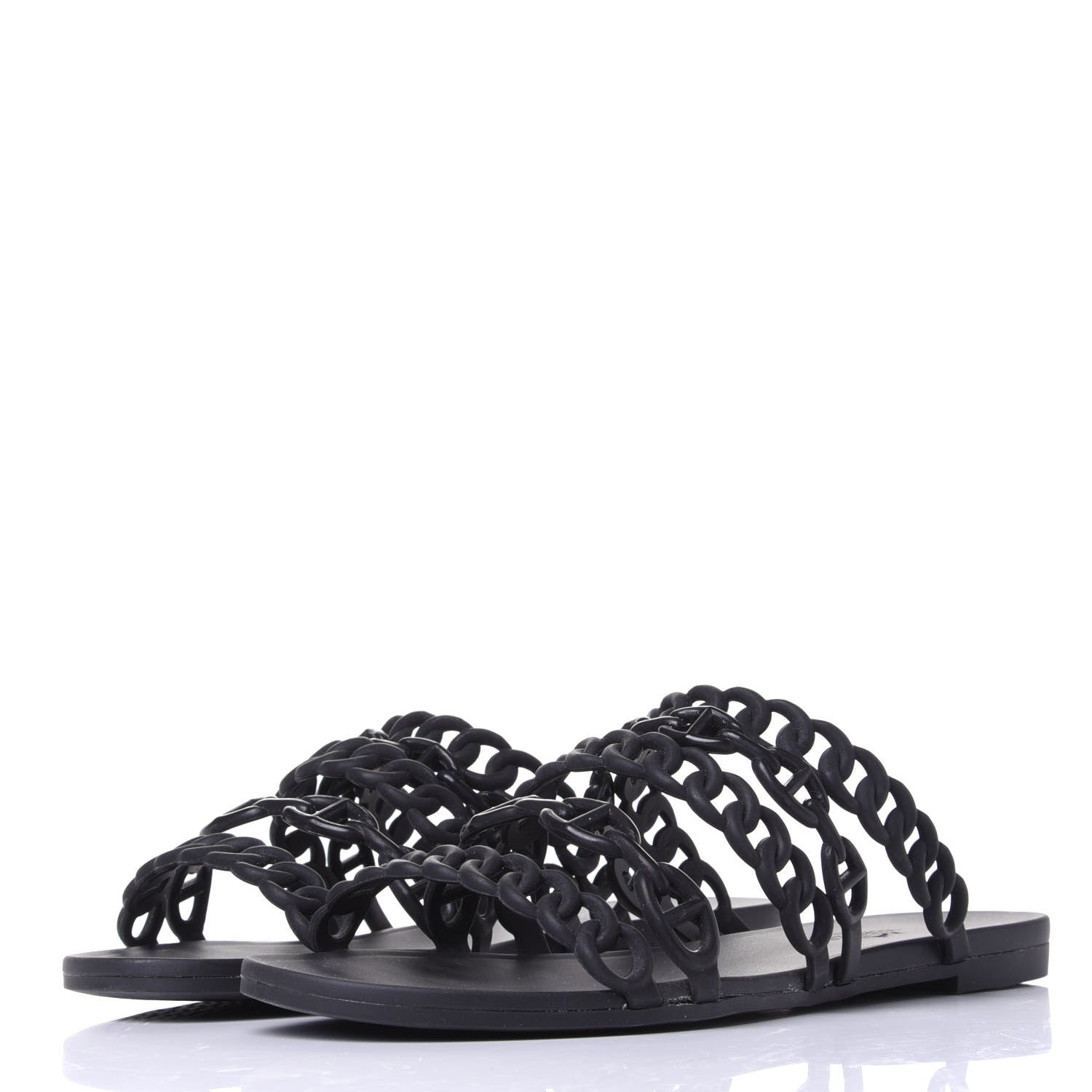 Hermes Rubber Chaine d'Ancre Nude Sandals 37 Black 3 of 10
