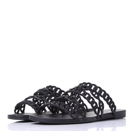 Hermes Rubber Chaine d'Ancre Nude Sandals 37 Black 3 of 10