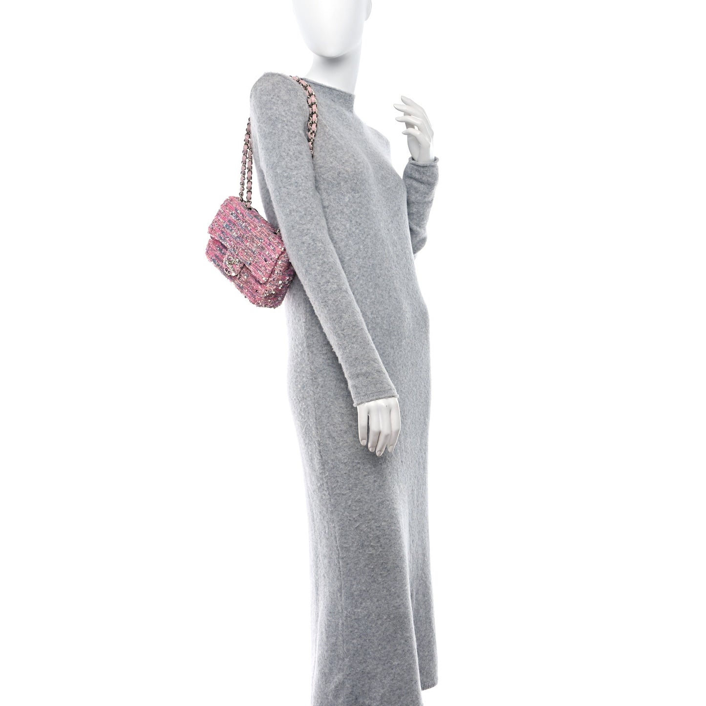 Sequin Mini Rectangular Flap Light Pink Silver