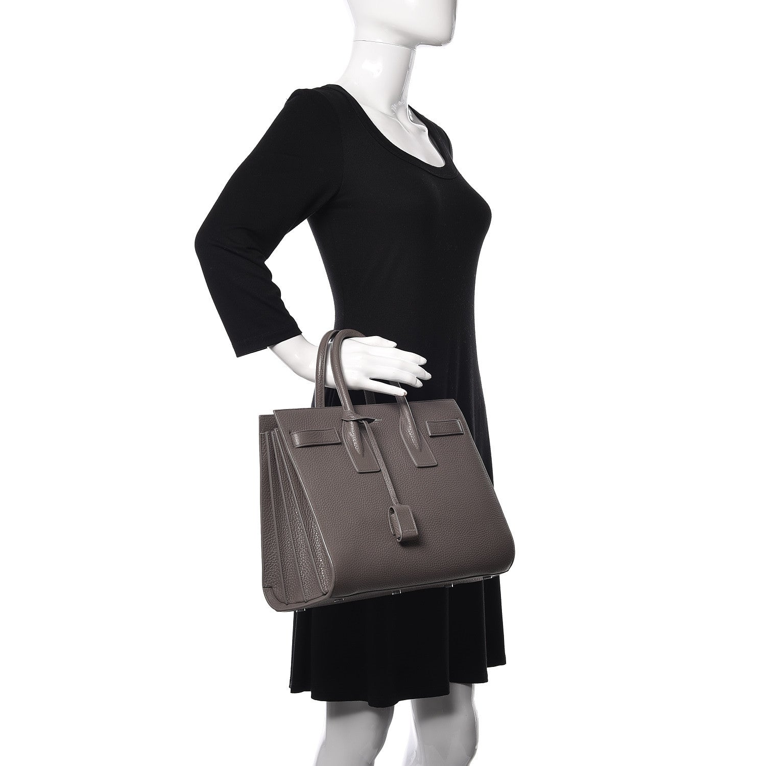 Saint Laurent Grained Calfskin Small Sac De Jour Fog 2 of 12