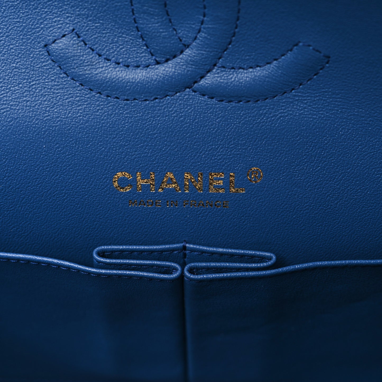 Denim Quilted Medium Double Flap Blue