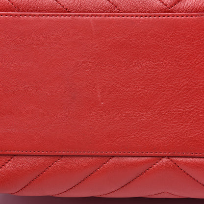 Saint Laurent Calfskin Matelasse Chevron Small Monogram Cabas Lipstick Red 12 of 14
