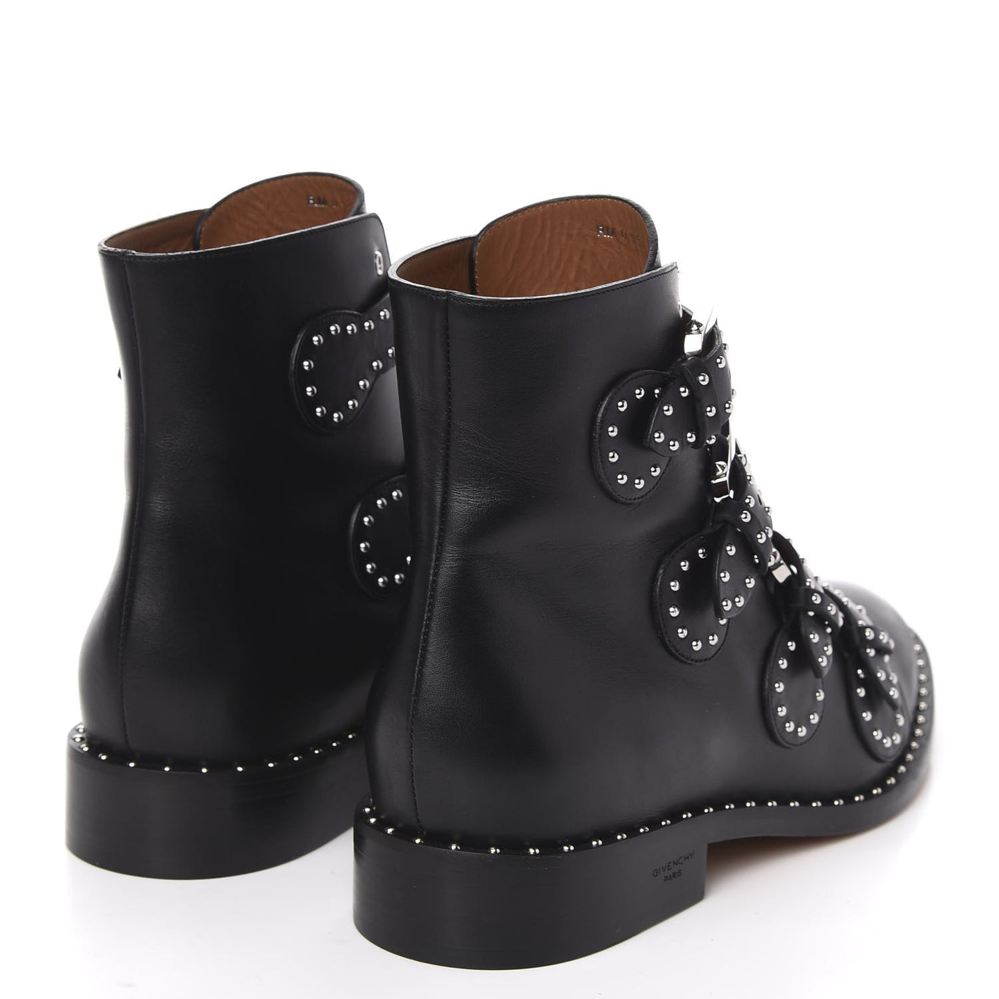 Calfskin Studded Prue Buckle Bootie 40.5 Black